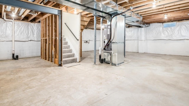 500 Hemlock Pl, Newark, OH 43055 - unfinished basement with stairway and heating unit