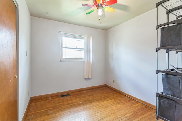 5072 Teddy Dr, Columbus, OH 43227 - unfurnished room featuring light wood-style flooring, ceiling fan, baseboards, and visible vents