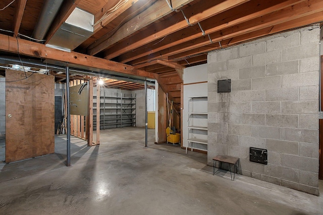 view of unfinished basement