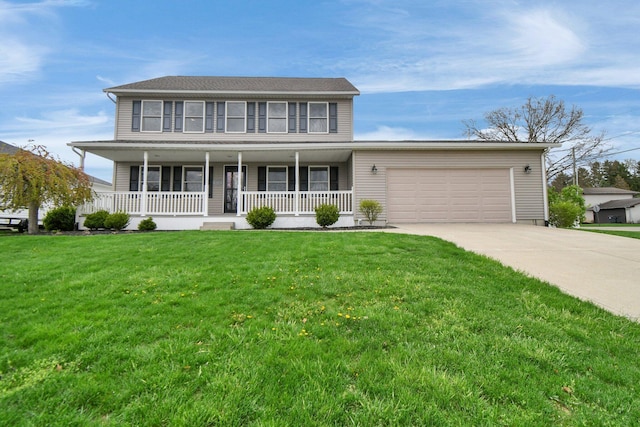 191 Craig Dr, Thornville, OH 43076 - colonial inspired home with a porch, a garage, a front yard, and driveway