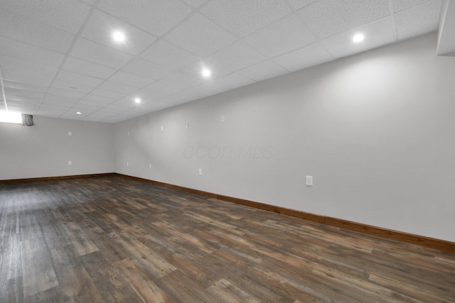 191 Craig Dr, Thornville, OH 43076 - finished basement with baseboards, recessed lighting, a paneled ceiling, and dark wood finished floors