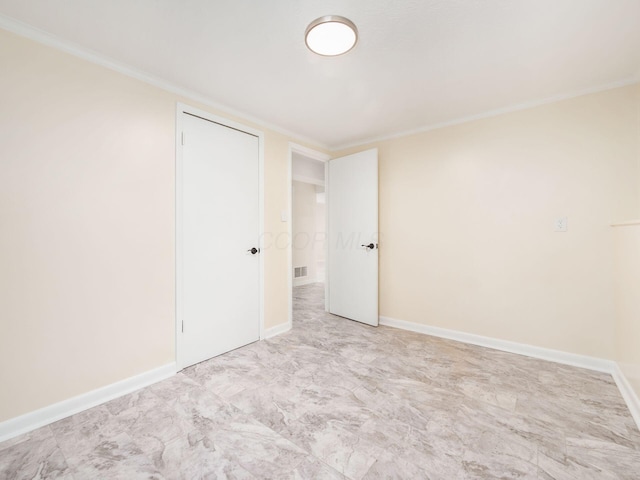 3198 Benham Ct, Columbus, OH 43232 - unfurnished bedroom with baseboards, ornamental molding, and visible vents