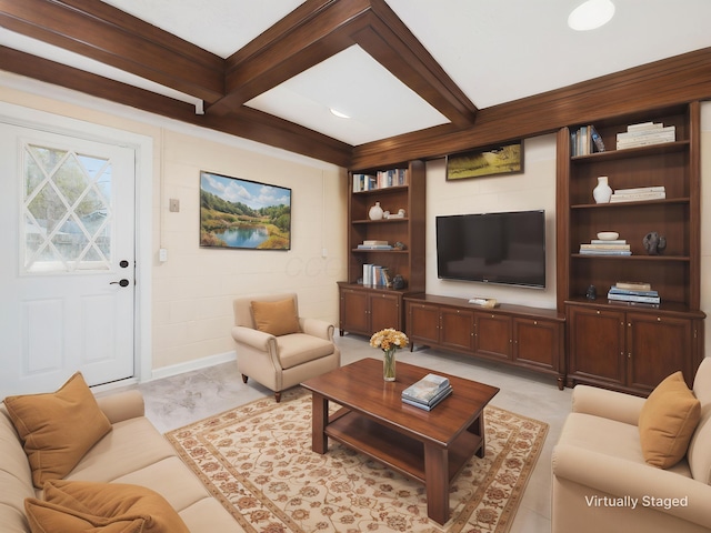 3198 Benham Ct, Columbus, OH 43232 - living area featuring beam ceiling