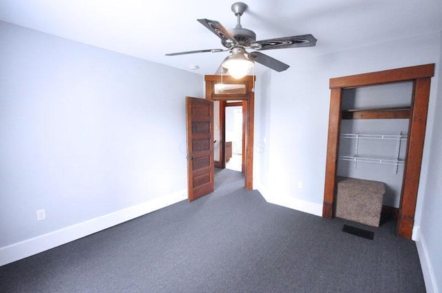 49 Euclid Ave, Columbus, OH 43201 - unfurnished bedroom with carpet, a closet, baseboards, and a ceiling fan