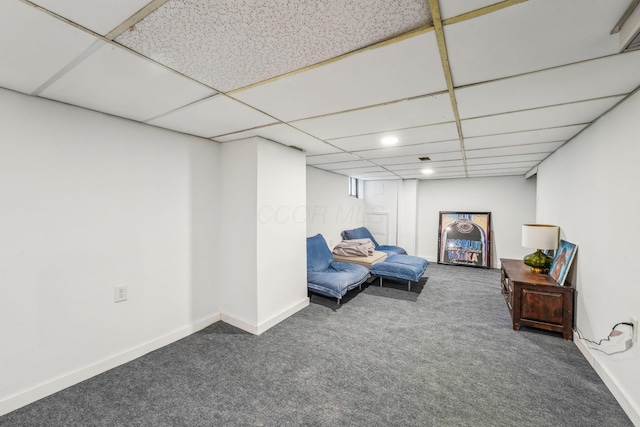 1329 Studer Ave, Columbus, OH 43206 - living area featuring carpet flooring, a paneled ceiling, and recessed lighting