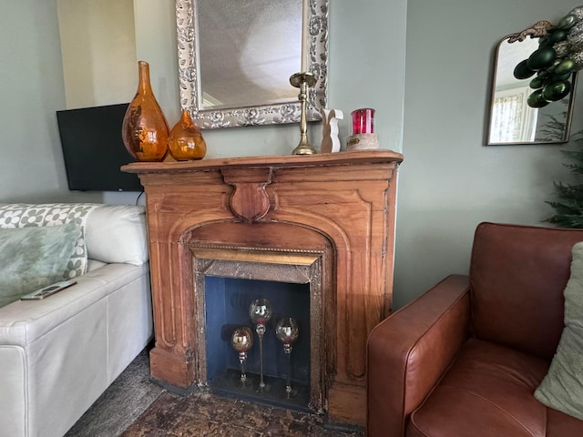 details with a fireplace