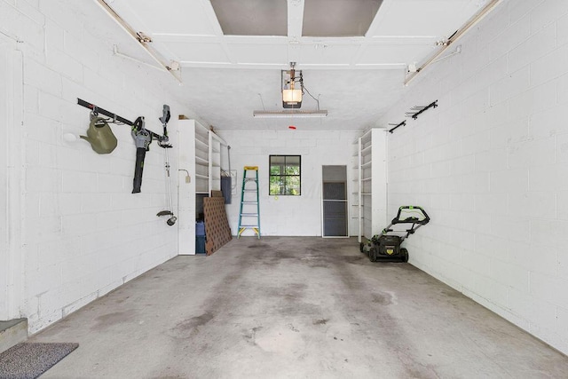 garage with a garage door opener