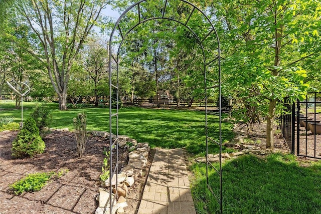 view of yard with a fenced backyard