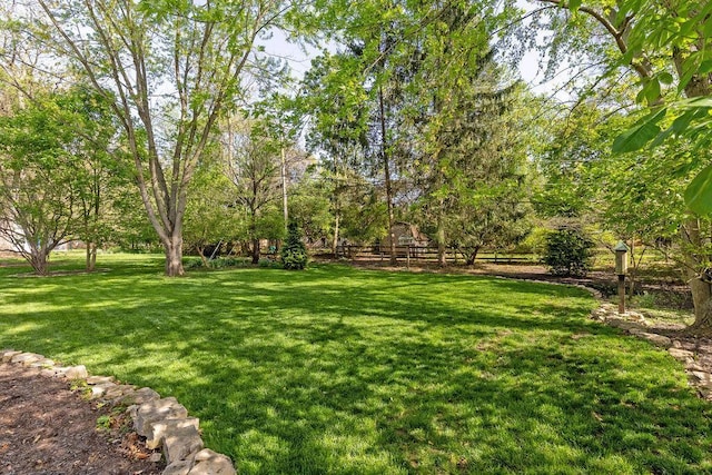 view of yard featuring fence