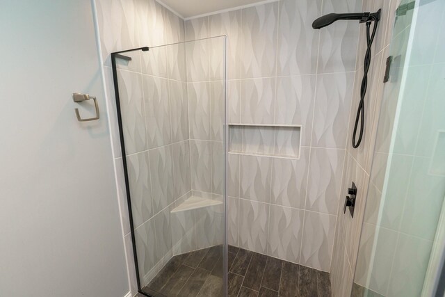 bathroom featuring a stall shower