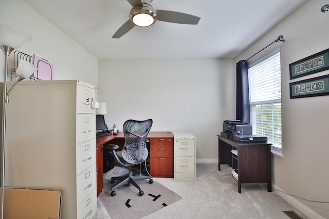 6134 Glade Run Rd, Hilliard, OH 43026 - carpeted office space with ceiling fan and baseboards