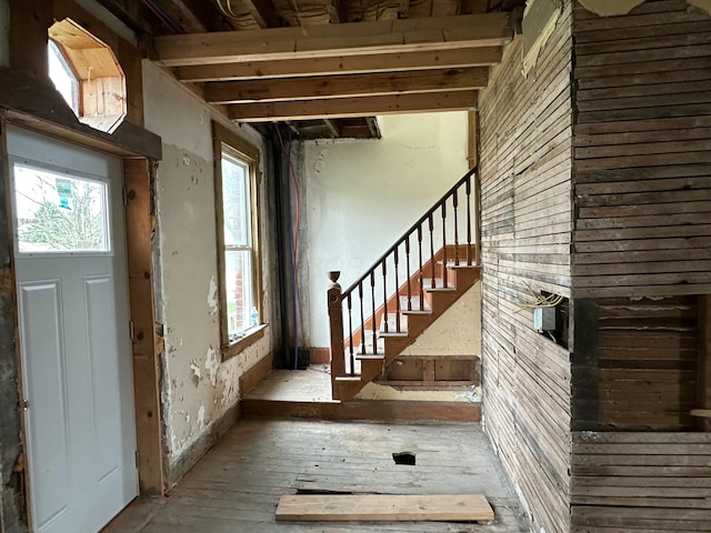 818 S Kibler St, New Washington, OH 44854 - staircase with hardwood / wood-style flooring