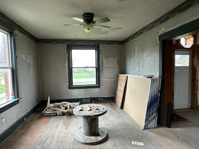 818 S Kibler St, New Washington, OH 44854 - unfurnished room with a ceiling fan and wood finished floors