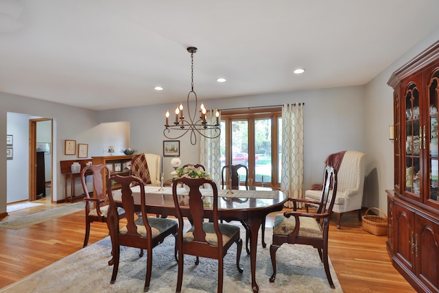 5580 Millington Rd, Columbus, OH 43235 - dining room featuring recessed lighting, a notable chandelier, and light wood finished floors