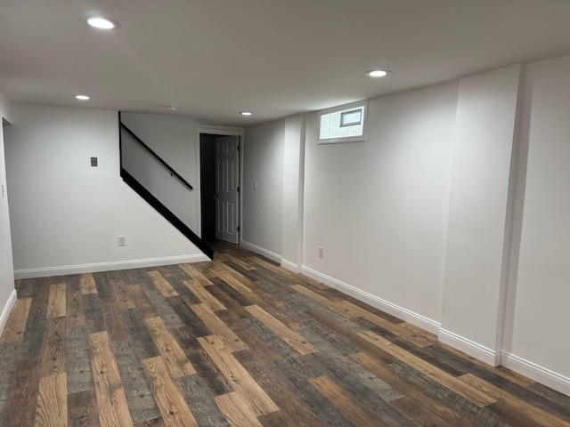 4620 Boynton Pl, Columbus, OH 43227 - below grade area featuring baseboards, wood finished floors, and recessed lighting