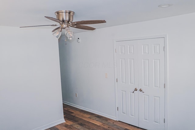 4620 Boynton Pl, Columbus, OH 43227 - empty room featuring baseboards, dark wood-type flooring, and ceiling fan