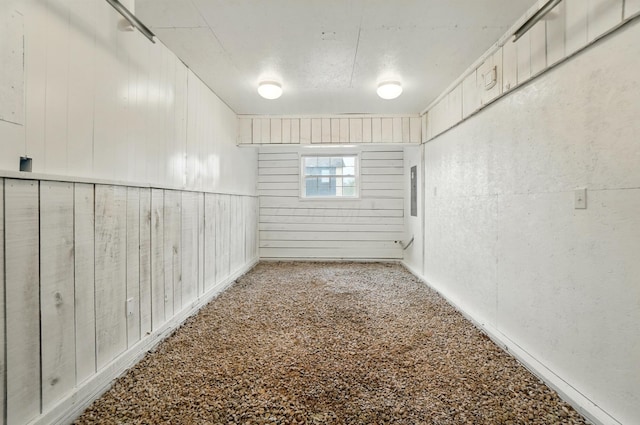 basement with wood walls