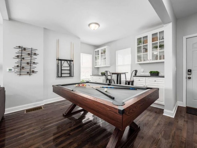 85 Dana Ave, Columbus, OH 43222 - playroom with visible vents, baseboards, dark wood-style floors, and billiards