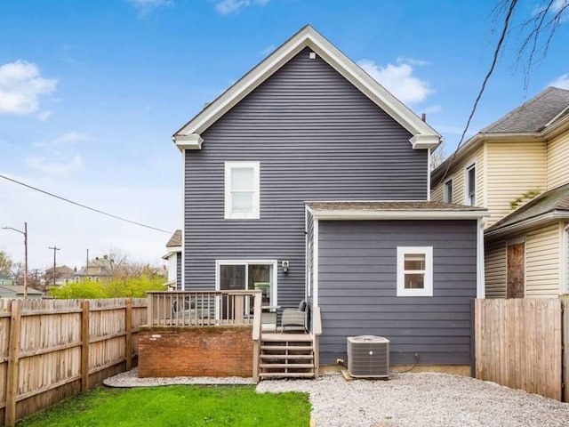 85 Dana Ave, Columbus, OH 43222 - back of house featuring cooling unit, a wooden deck, and fence