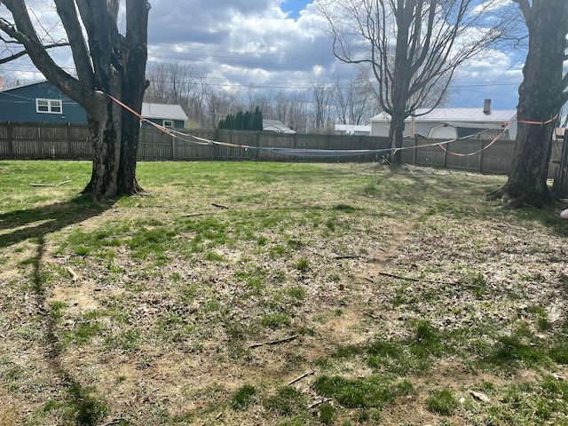 view of yard featuring a fenced backyard