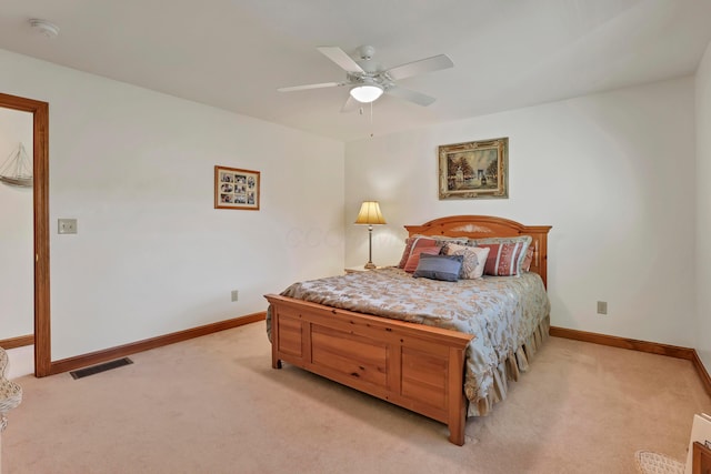 665 Cherrington Rd, Westerville, OH 43081 - bedroom with light colored carpet, ceiling fan, baseboards, and visible vents