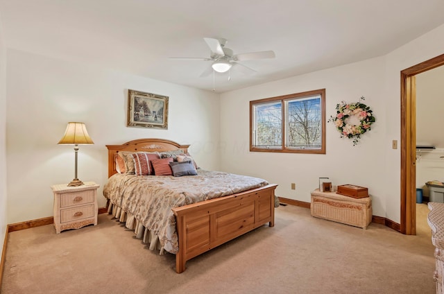 665 Cherrington Rd, Westerville, OH 43081 - bedroom featuring light carpet, a ceiling fan, and baseboards