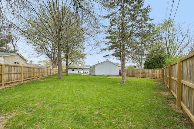 view of yard featuring a fenced backyard