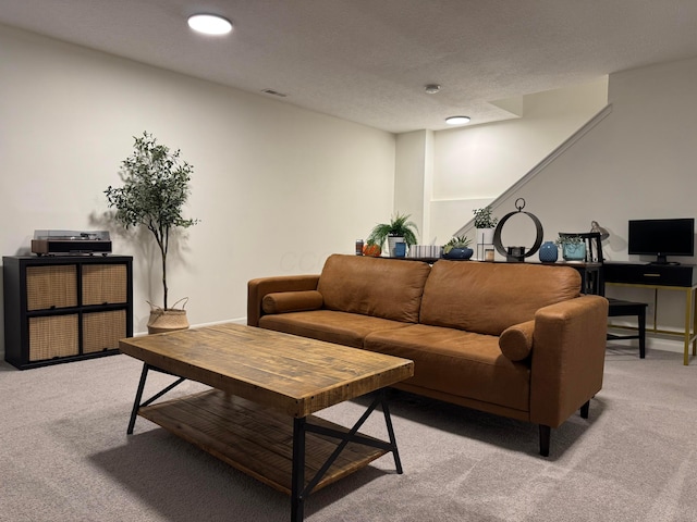 living area with carpet floors