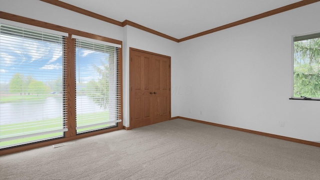 3448 Ostrander Rd, Ostrander, OH 43061 - empty room featuring crown molding, light carpet, and baseboards
