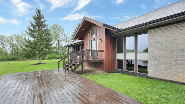 3448 Ostrander Rd, Ostrander, OH 43061 - wooden deck featuring a yard