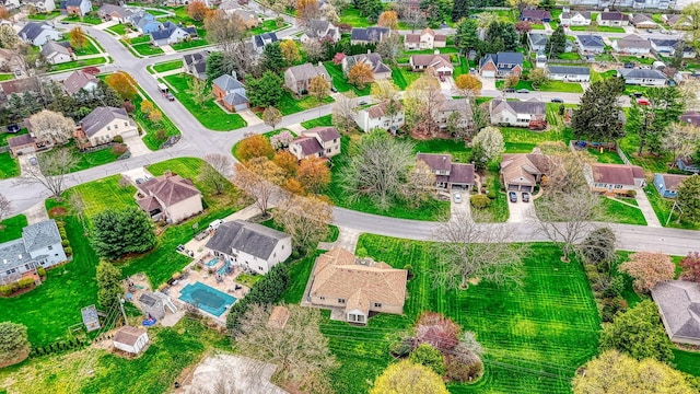 bird's eye view with a residential view