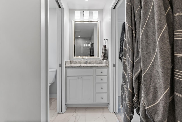 8019 Clouse Rd, New Albany, OH 43054 - full bath featuring marble look tiles, vanity, and a shower