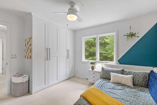 8019 Clouse Rd, New Albany, OH 43054 - bedroom with light carpet and ceiling fan