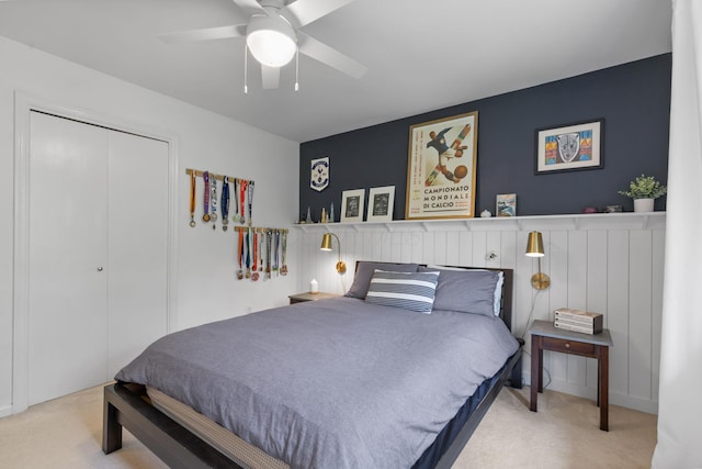 8019 Clouse Rd, New Albany, OH 43054 - carpeted bedroom with a closet and a ceiling fan
