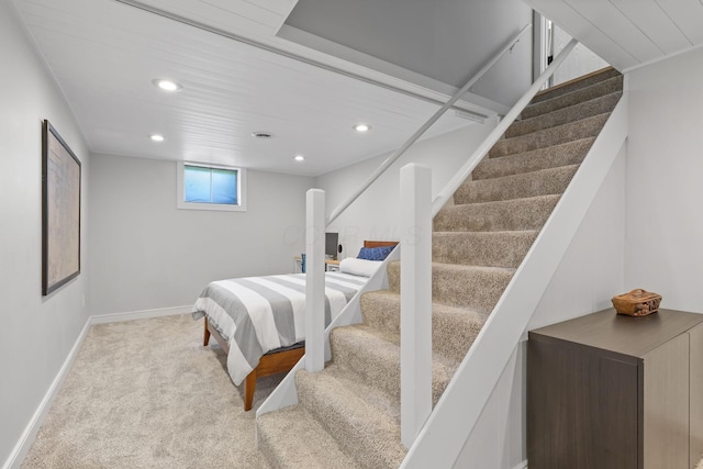 8019 Clouse Rd, New Albany, OH 43054 - stairway featuring carpet floors and recessed lighting