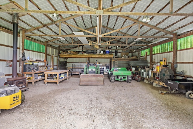 8019 Clouse Rd, New Albany, OH 43054 - garage featuring a workshop area and metal wall