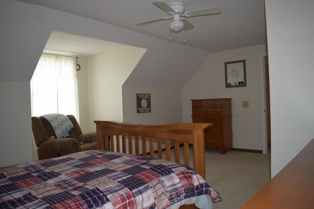 11283 Palmer Rd SW, Pataskala, OH 43062 - carpeted bedroom featuring ceiling fan, baseboards, and vaulted ceiling