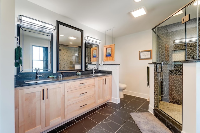 9730 Lancaster Kirkersville Rd NW, Baltimore, OH 43105 - full bath featuring a shower stall, baseboards, toilet, and a sink