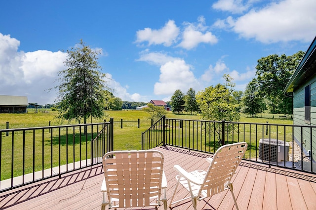 9730 Lancaster Kirkersville Rd NW, Baltimore, OH 43105 - wooden deck with a lawn, central AC unit, and a rural view