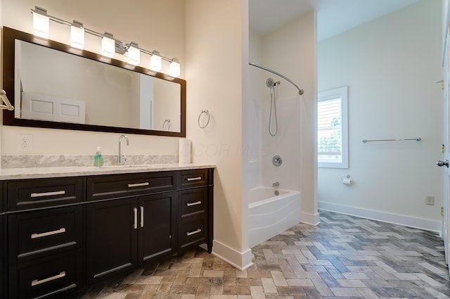 9730 Lancaster Kirkersville Rd NW, Baltimore, OH 43105 - full bath featuring baseboards, vanity, and tub / shower combination
