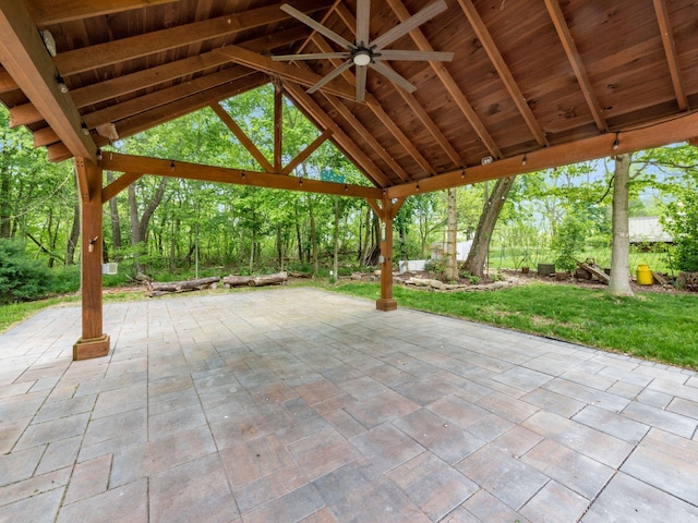 9684 Shawnee Trl, Powell, OH 43065 - view of patio / terrace featuring a gazebo and a ceiling fan