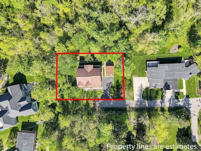 9684 Shawnee Trl, Powell, OH 43065 - aerial view of property and surrounding area featuring property parcel outlined