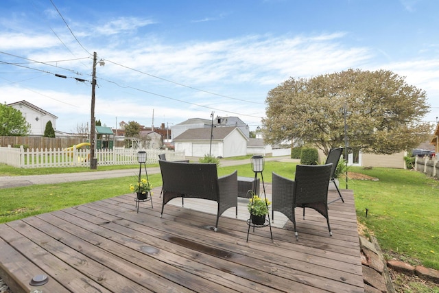328 Pearl St, Jackson, OH 45640 - deck with a lawn, fence, and a playground