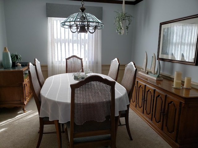 7918 Sethwick Rd, Dublin, OH 43016 - dining space featuring light carpet and a chandelier