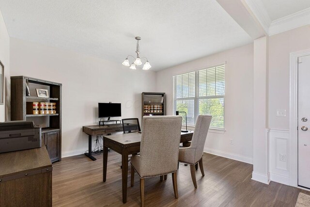 2418 Home Rd, Powell, OH 43065 - dining area with baseboards, dark wood-style floors, and an inviting chandelier