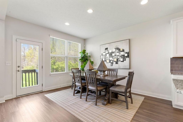 2418 Home Rd, Powell, OH 43065 - dining room with baseboards, dark wood-style floors, and recessed lighting