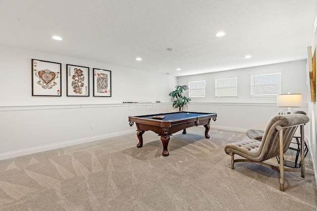 2418 Home Rd, Powell, OH 43065 - rec room with carpet floors, pool table, and recessed lighting