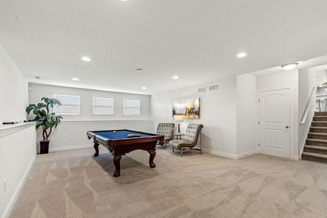 2418 Home Rd, Powell, OH 43065 - recreation room featuring carpet floors, recessed lighting, and billiards