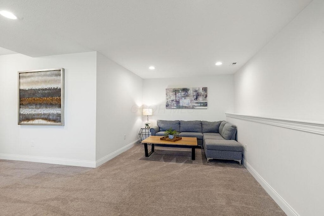 2418 Home Rd, Powell, OH 43065 - living area with visible vents, baseboards, carpet floors, and recessed lighting