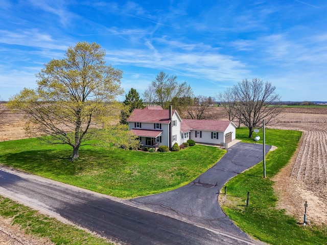 aerial view featuring a rural view
